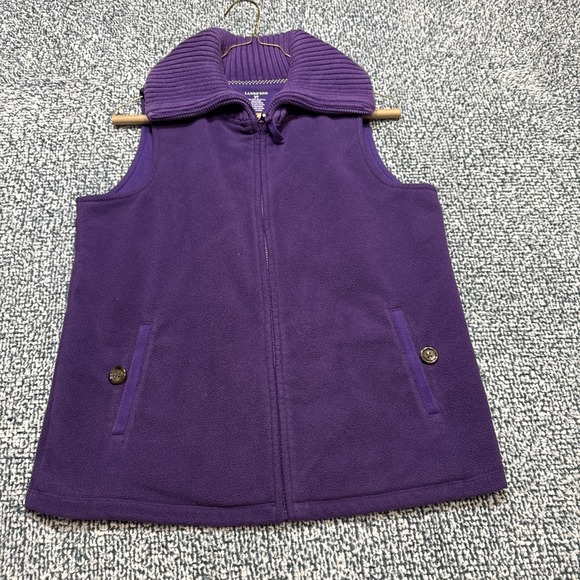 Lands' End Jackets & Blazers - Lands End Women Small 6-8 Purple Fleece Vest Sweater Knit Collar Full Zip Layer